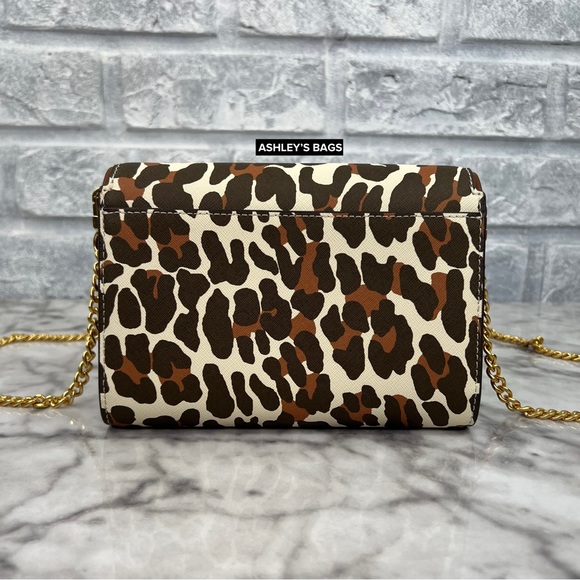 Tory Burch Emerson Printed Chain Wallet Crossbody In Leopard Print - Picture 3 of 10